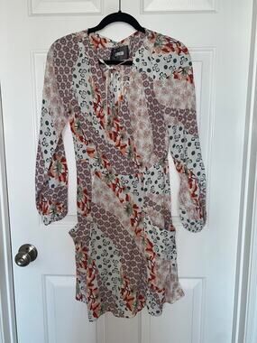 REFORMATION Dress L/S Floral Tie Neck size 4